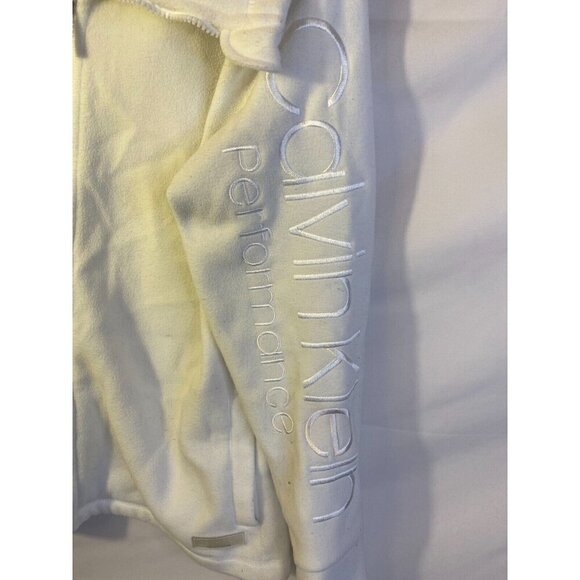 Calvin Klein White Fleece Zip Up Jacket Performance Womens Size Medium M - Picture 2 of 3
